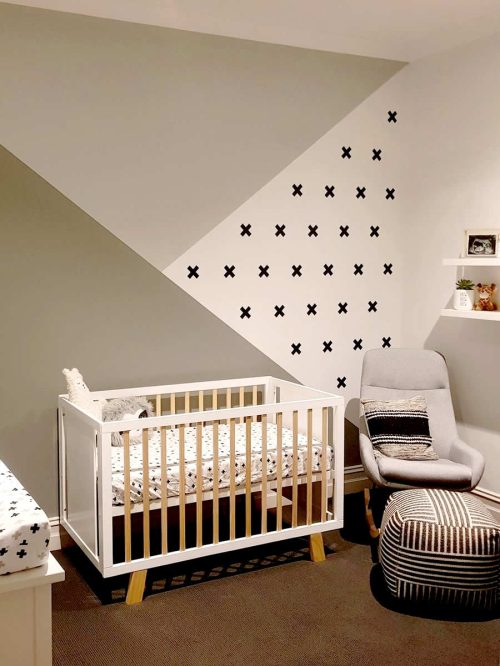 Baby's room painted with feature wall